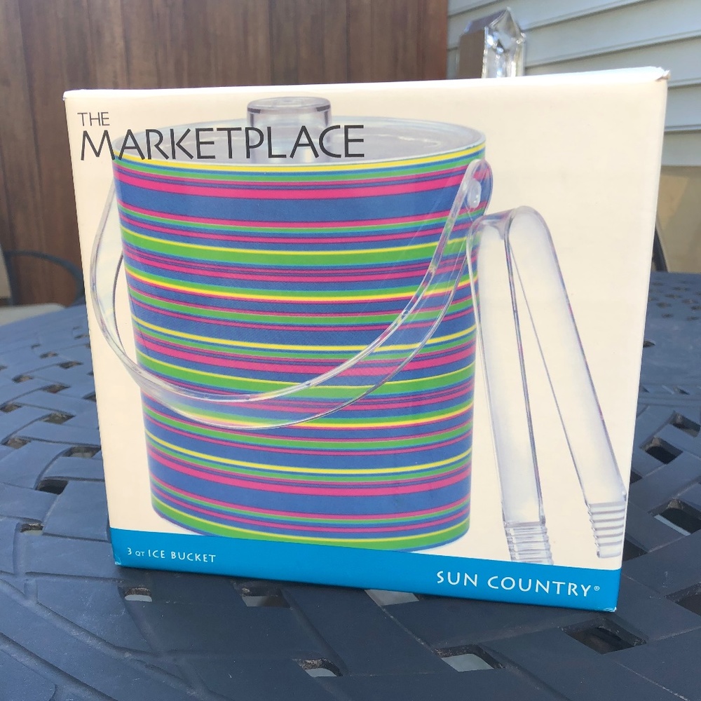 Rainbow Ice Bucket and Tongs